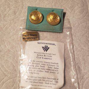 Handmade vintage Murano glass amber color clip earrings - new